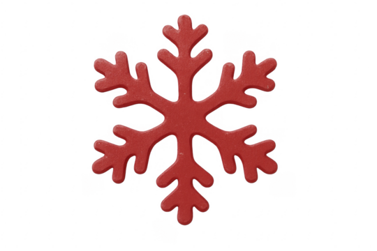 Red snowflake ornament isolated on transparent background representing winter holidays - Powered by Adobe