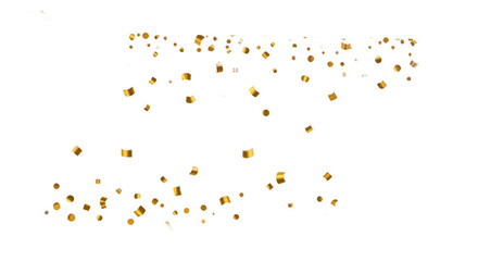 falling golden confetti on white background , PNG, 
