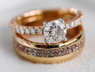 wedding rings on white background