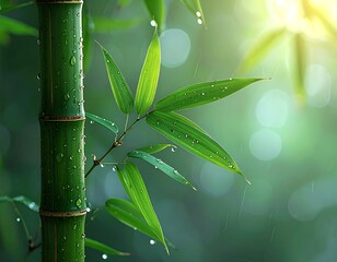 Lush bamboo after rain