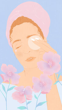 Self-Care as Self-Love: Woman Gently Removing Makeup During Me Time, Embracing Natural Beauty and Relaxation
