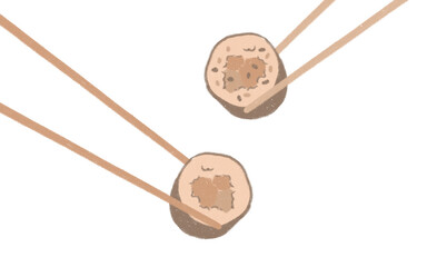 Close-Up of Hands Holding Sushi Maki Rolls with Chopsticks, Sharing and Enjoying Traditional Japanese Food Transparent Background Png