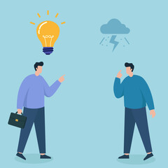 Two minds, one inspired, one clouded—this minimal duo contrasts clarity and confusion in a moment of decision-making.