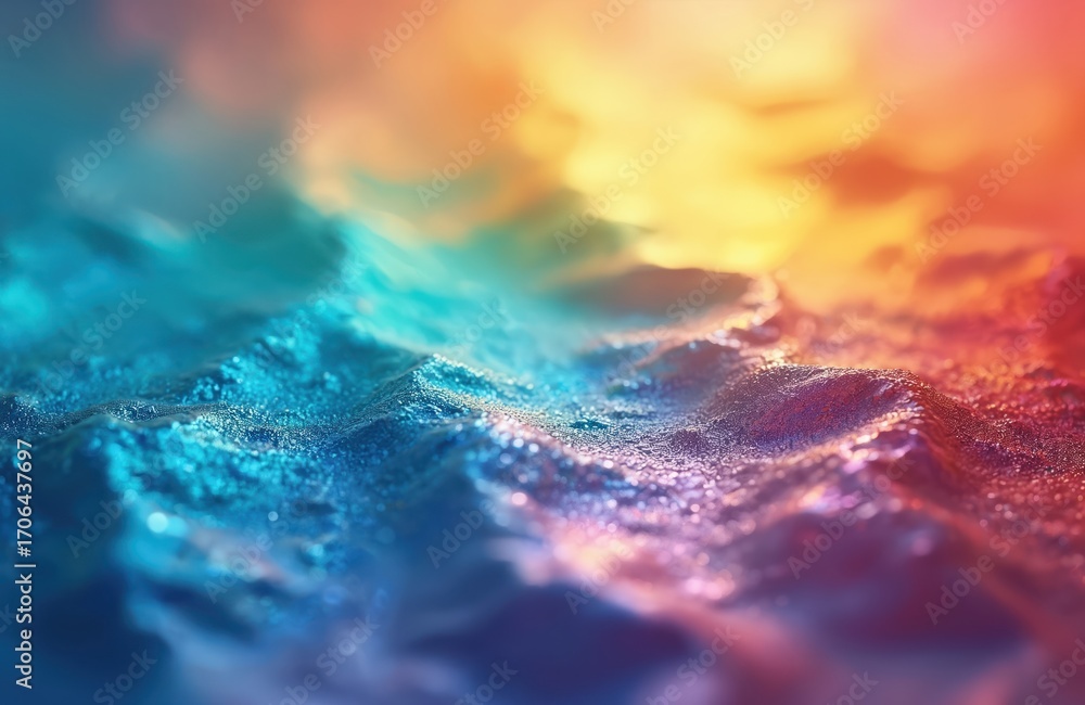 Aufkleber iridescent foil texture with blurred rainbow gradient. abstract background features vibrant waves of
