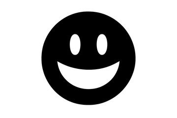 Fototapeta premium Smiley face icon silhouette vector illustration of cheerful happy expression isolated on white background