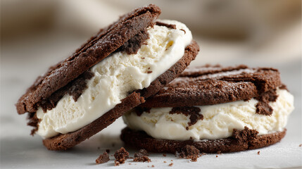 High-Resolution Dessert Image with Vanilla Filling and Soft Cookie Edges