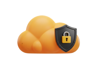 Secure cloud computing icon concept digital data protection padlock shield symbol abstract network safety technology Tansparent Background