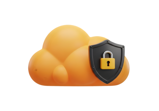 Secure cloud computing icon concept digital data protection padlock shield symbol abstract network safety technology Tansparent Background