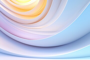 A vibrant, abstract image featuring smooth, flowing layers in soft hues of yellow, pink, and blue, creating a visually soothing effect.