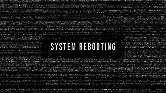 System Rebooting Glitch Error Text Animation Video Background 4K
