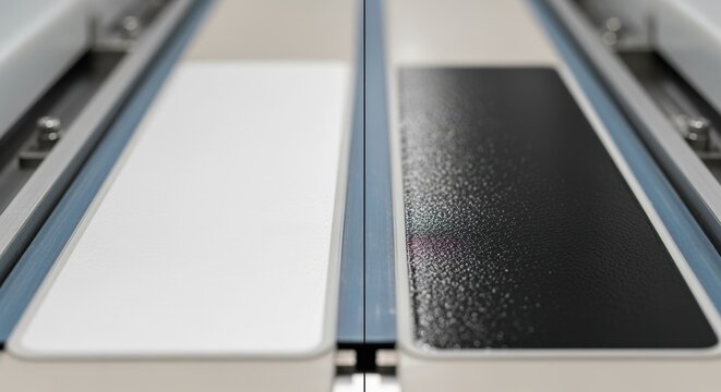 Sidebyside comparison of uncoated and slotdie coated supercapacitor electrodes showcasing graphene ink uniformity on pilot plant line.