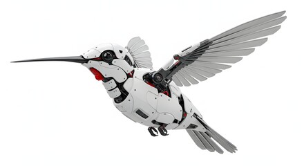 Robotic hummingbird bird white mechanical wings technology artificial intelligence flying machine design