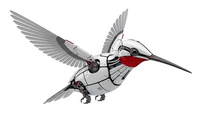 Obraz premium Robotic hummingbird mechanical bird artificial intelligence ai robot future technology machine animal