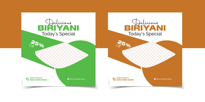 Delicious Biriyani Today's Special Offer Advertisement soical media post 