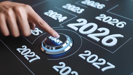 Business person pressing start button for year 2026, business target concept - Powered by Adobe