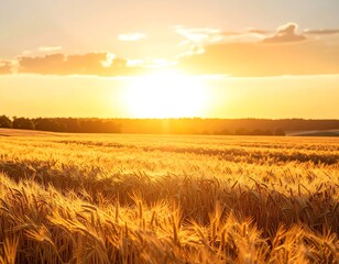 Golden wheat field at sunset