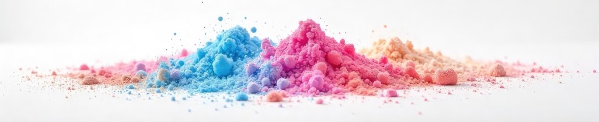 Vibrant pastel powder spills across a clean white surface, creating a soft, colorful cloud  Perfect for illustrating art supplies, cosmetics, or spring themes , white, handmade, artist