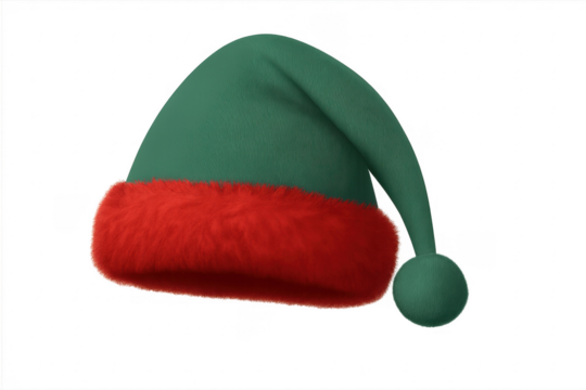 Christmas elf hat with red fur and transparent background: perfect for festive designs