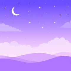 Pastel purple night sky landscape