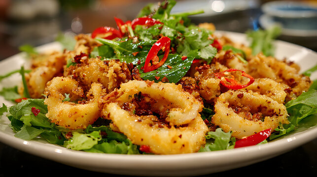  Platter of Muc Rang Muoi - Vietnamese Salt and Pepper Squid 