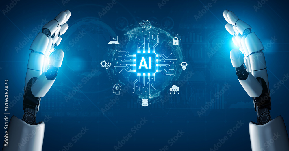 Aufkleber ai drives global digital transformation by connecting cloud, robotics, machine learning, and data sy