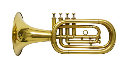 Golden flugelhorn musical instrument isolated PNG with Transparent Background