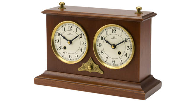 Analog chess clock timer for game playing isolated PNG with Transparent Background