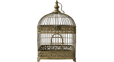 Ornate decorative birdcage for home decor isolated PNG with Transparent Background