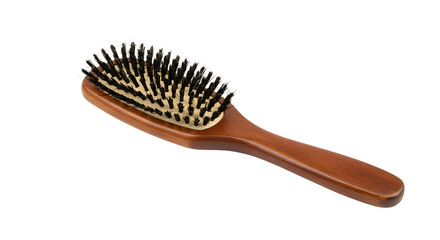 Wooden hairbrush for detangling and styling hair isolated PNG with Transparent Background