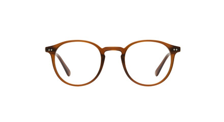 Fototapeta premium Brown round eyeglasses close-up studio shot isolated PNG with Transparent Background