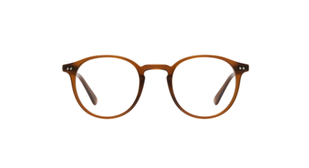 Brown round eyeglasses close-up studio shot isolated PNG with Transparent Background