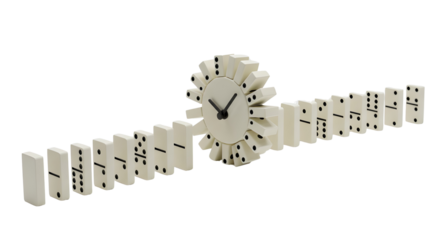 Clock composed of dominoes showing time concept isolated PNG with Transparent Background