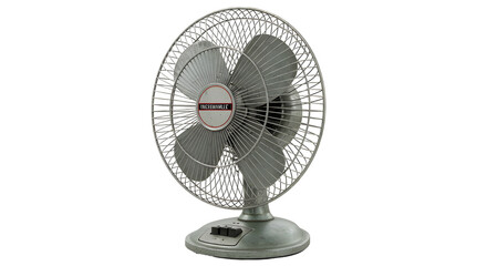 Vintage oscillating fan providing comfort during hot weather isolated PNG with Transparent...