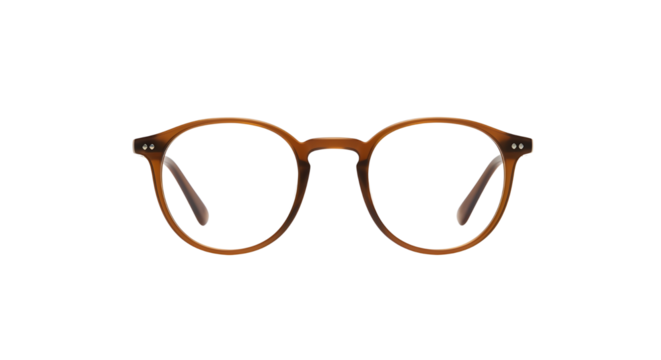 Brown round eyeglasses close-up studio shot isolated PNG with Transparent Background