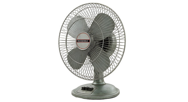 Vintage oscillating fan providing comfort during hot weather isolated PNG with Transparent Background