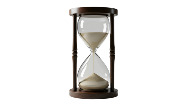 Hourglass with flowing sand marking the passage of time isolated PNG with Transparent Background