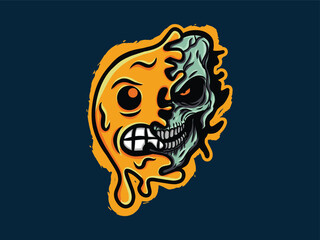 Skull and Ghost Mascot | Creepy Cartoon Horror Character Design