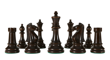 Dark brown chess pieces for strategy concept isolated PNG with Transparent Background
