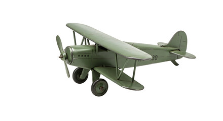 Vintage biplane toy model isolated PNG with Transparent Background