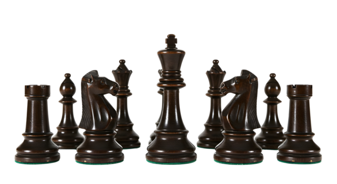 Dark brown chess pieces for strategy concept isolated PNG with Transparent Background - Powered by Adobe