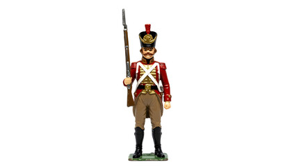 Toy soldier standing at attention with rifle isolated PNG with Transparent Background