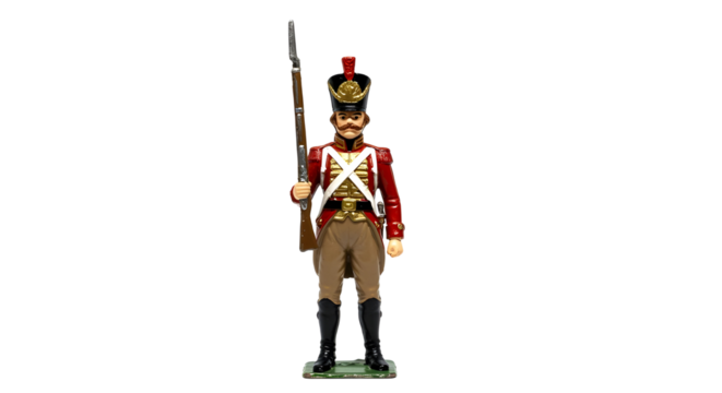 Toy soldier standing at attention with rifle isolated PNG with Transparent Background - Powered by Adobe