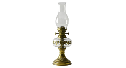 Antique oil lamp for vintage home decor isolated PNG with Transparent Background