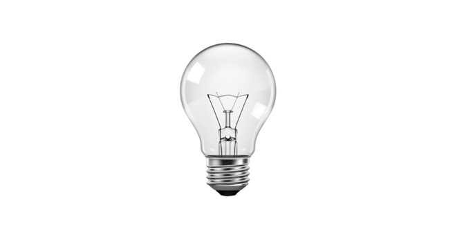 Clear glass light bulb isolated PNG with Transparent Background