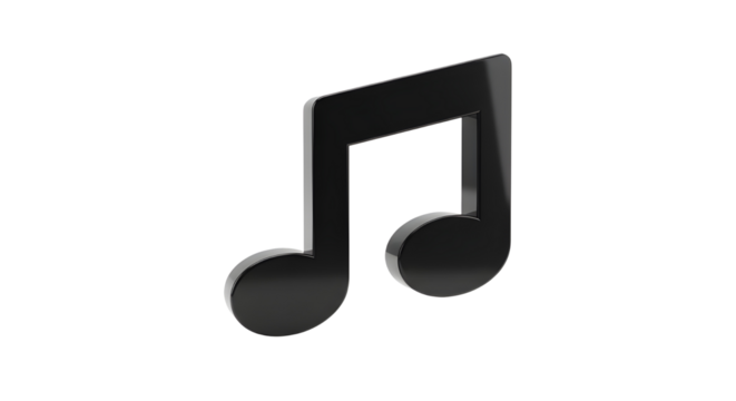 Black music note icon concept isolated PNG with Transparent Background
