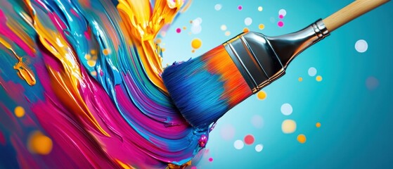 Vibrant paintbrush strokes on colorful abstract artwork