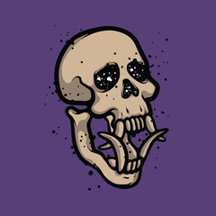 DINOONCAM TEMPLATE -  Two Open Jaw Skulls Illustration | Gothic Tattoo T-Shirt Design