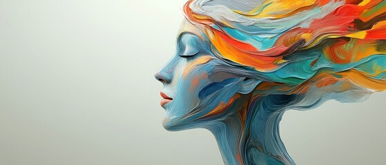 Abstract face painting profile art