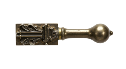 Antique letterpress block with floral design isolated PNG with Transparent Background