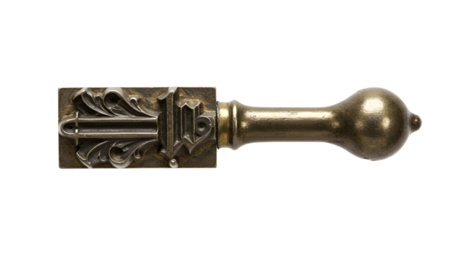 Antique letterpress block with floral design isolated PNG with Transparent Background